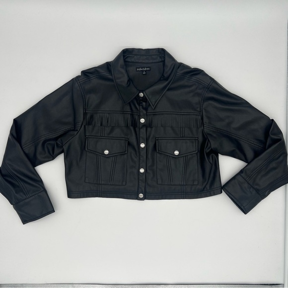 For Love & Lemons Afton Cropped Faux Leather Jacket – Size S - Picture 3 of 15